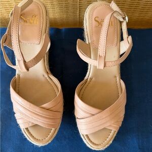 Sofft Solani Blush Leather Espadrille Wedge